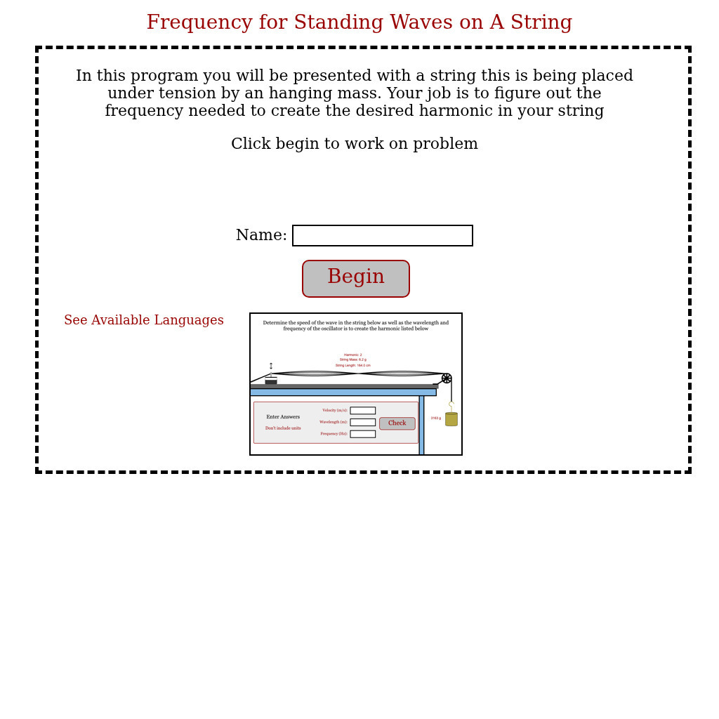 Physics Aviary: Practice Problems: Frequency for Standing Waves on a String Assessment