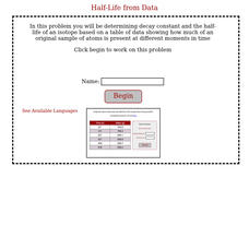 Physics Aviary: Practice Problems: Half Life From Data Assessment