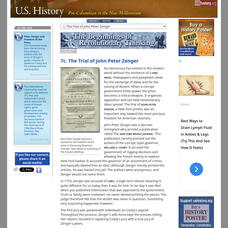 U.s. History: Beginnings of Revolutionary Thinking: Trial of John Peter Zenger Website
