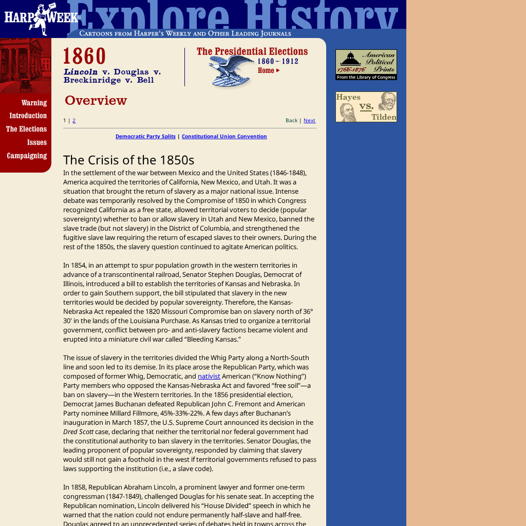 Harp Week: Elections: 1860 Lincoln v. Douglas v. Breckenridge v. Bell Website