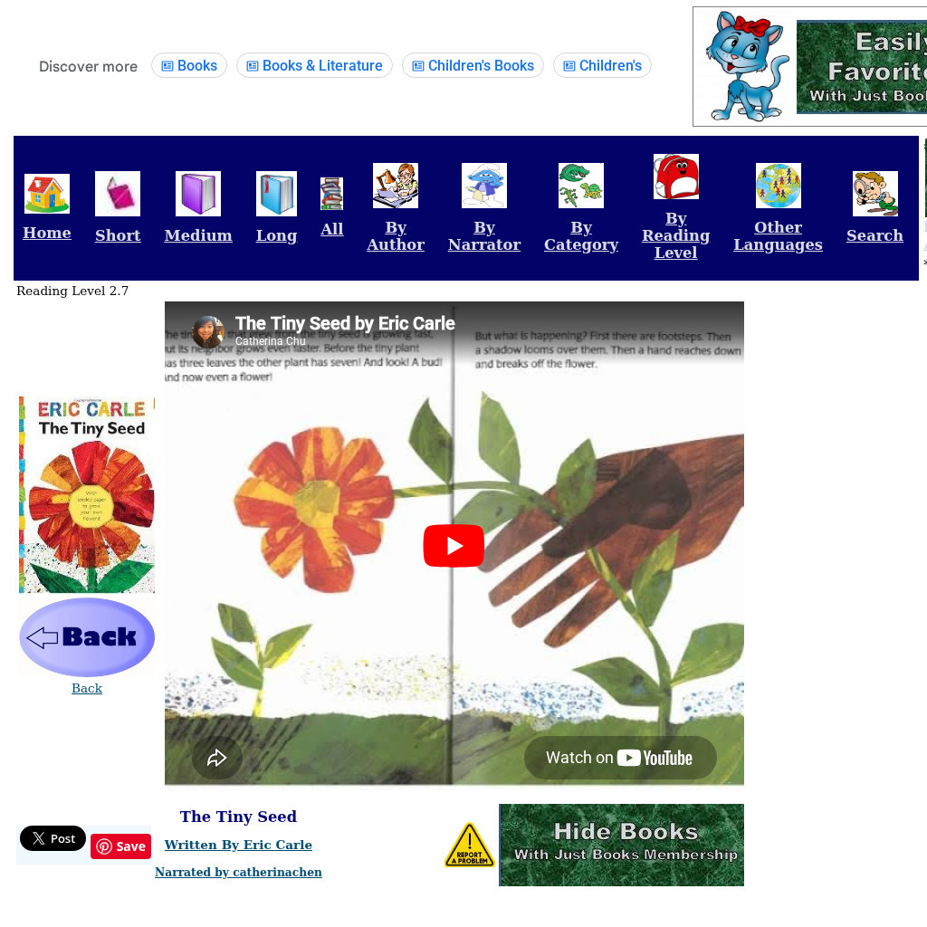 Just Books Read Aloud: Eric Carle: The Tiny Seed eBook