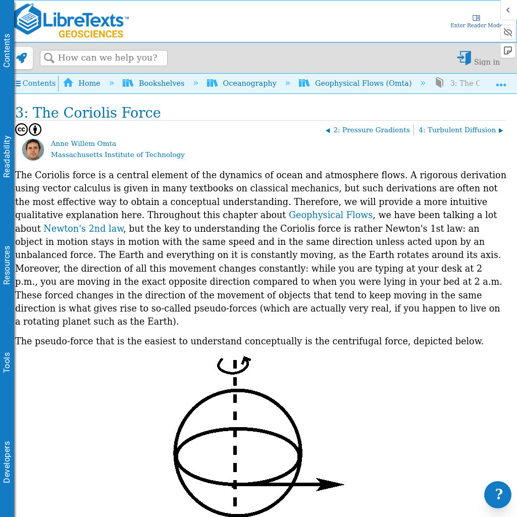 Libre Text: The Coriolis Force eBook