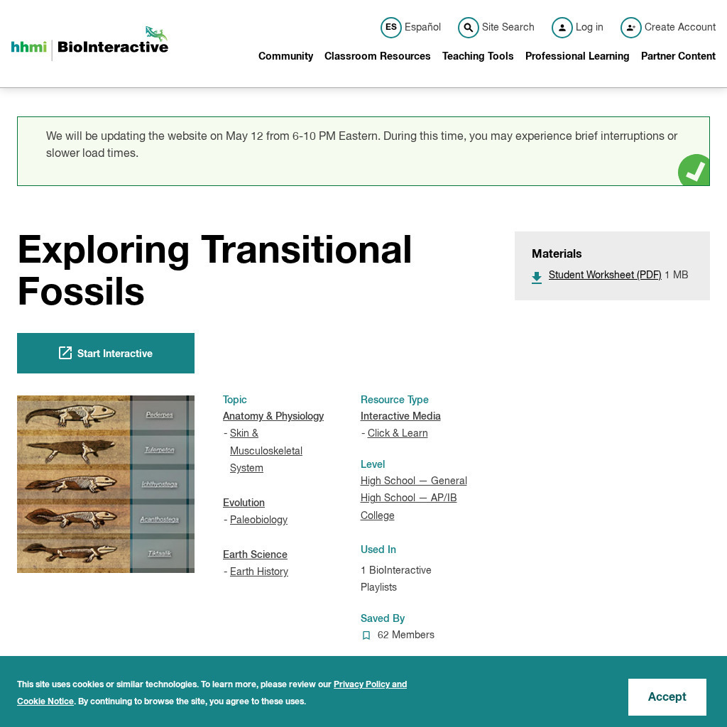 Hhmi: Bio Interactive: Great Transitions Interactive PPT