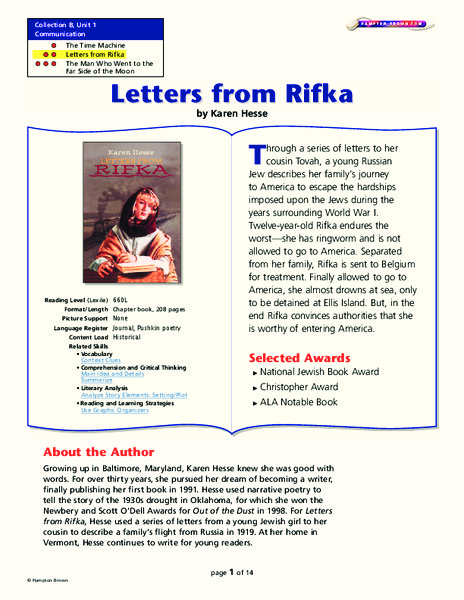Letters From Rifka Lesson Plan