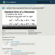 Virtual Nerd: What's the Standard Form of a Polynomial? Instructional Video