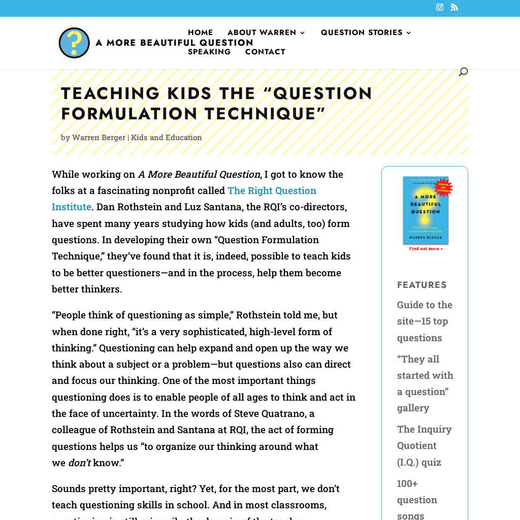 A More Beautiful Question: How Can We Teach Kids to Question? Professional Doc