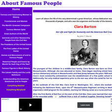 About Famous People: Clara Barton: Her Life, and the American Red Cross Handout