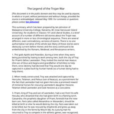 The Legend of the Trojan War Handout