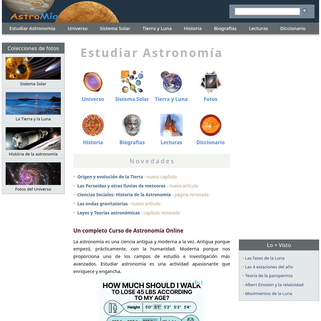 Astro Mia: Tierra, Sistema Solar Y Universo Website
