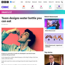 Bbc Newsround: Week of 5 5 14: Team Design Water Bottle You Can Eat Article
