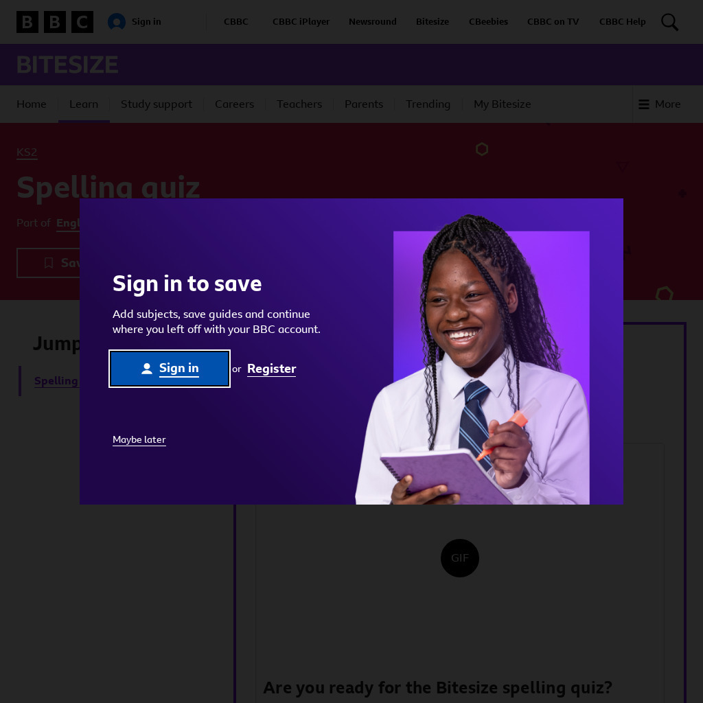 Bbc Schools: Bitesize: Spelling Quiz Assessment