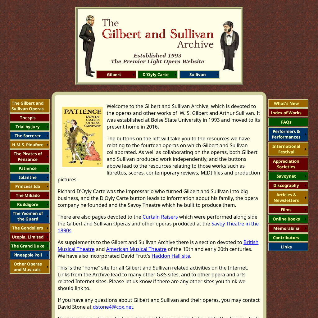 Boise State University: Gilbert and Sullivan Archive Website