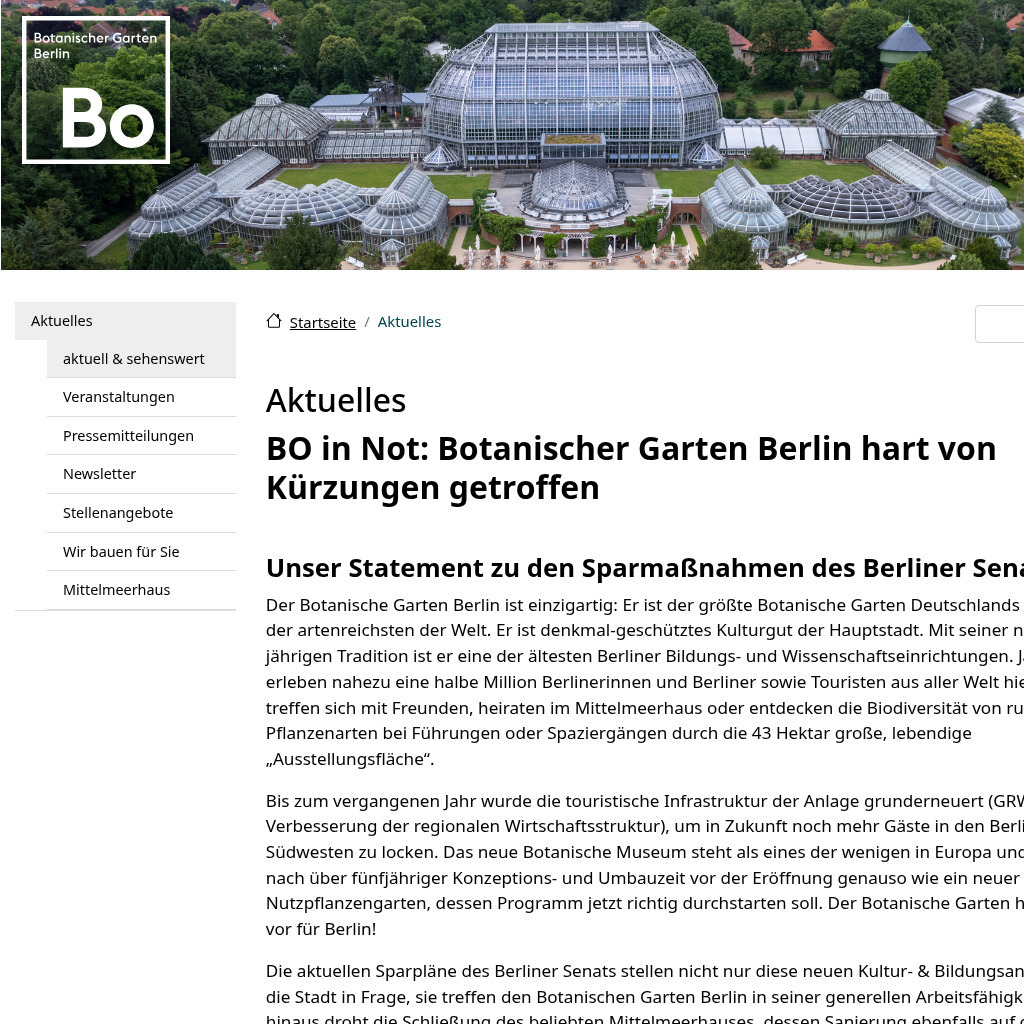 Botanischer Garten Und Botanisches Museum Berlin (Botanical Garden of Berlin) Website