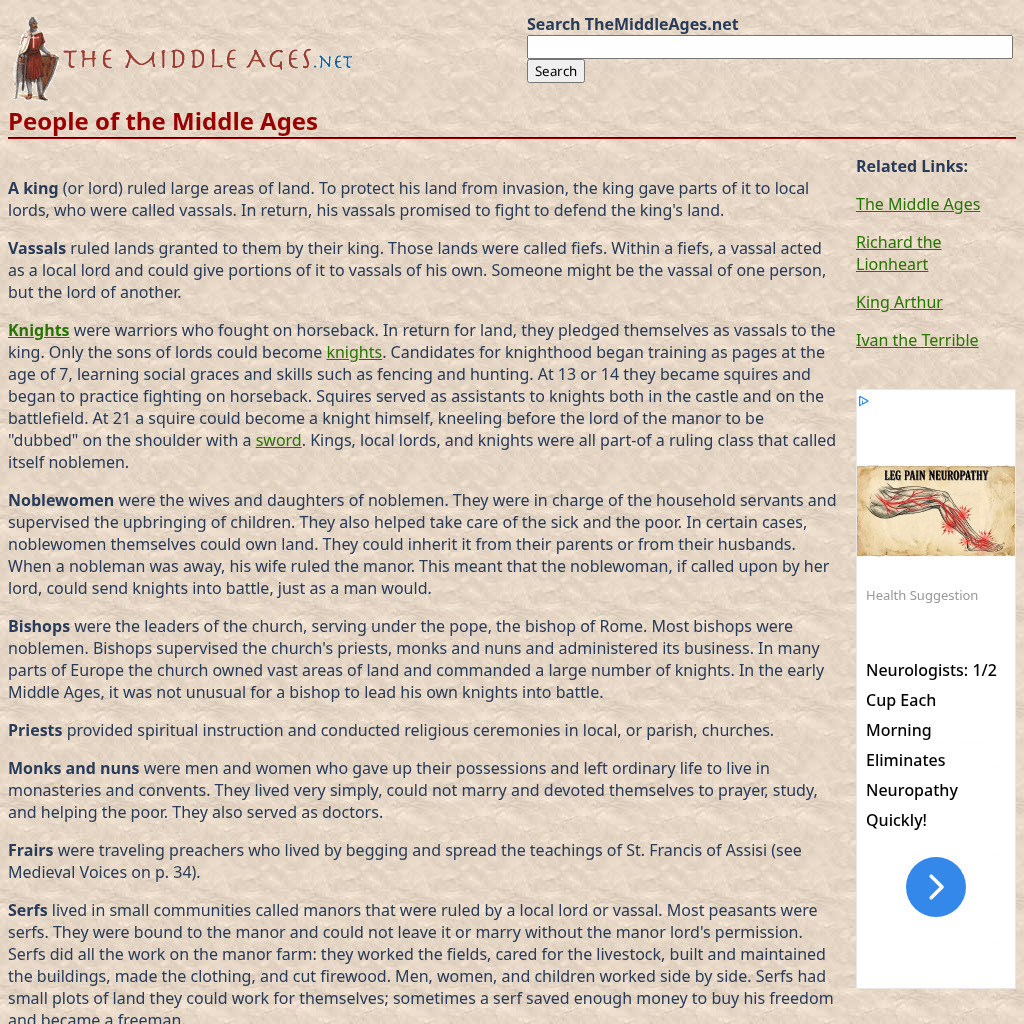 The Middle ages.net: People of the Middle Ages Handout