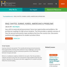 Teachable moment.org: Iraq: Shiites, Sunnis, Kurds, Americans, and Problems Lesson Plan