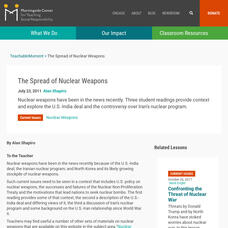 Teaching Social Responsibility: Teachable Moment: The Spread of Nuclear Weapons Lesson Plan