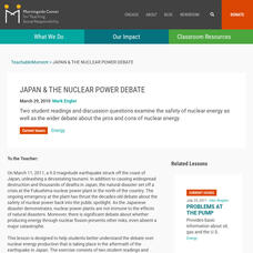 Teaching Social Responsibility: Teachable Moment: Japan's Nuclear Power Debate Lesson Plan