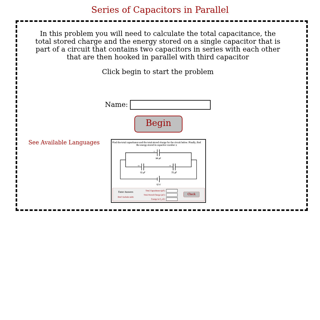 Physics Aviary: Practice Problems: Series of Capacitors in Parallel Assessment