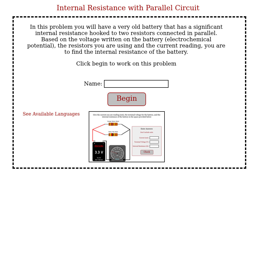 Physics Aviary: Practice Problems: Internal Resistance Parallel Circuit Battery Assessment