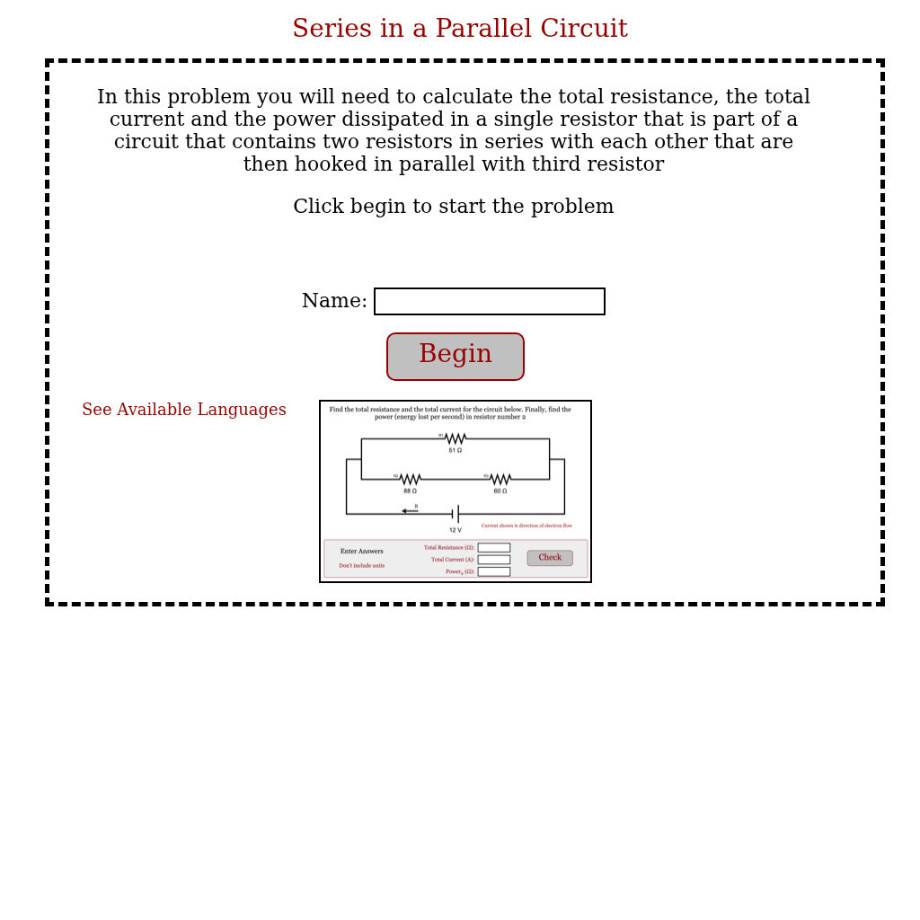 Physics Aviary: Practice Problems: Series in a Parallel Circuit Assessment