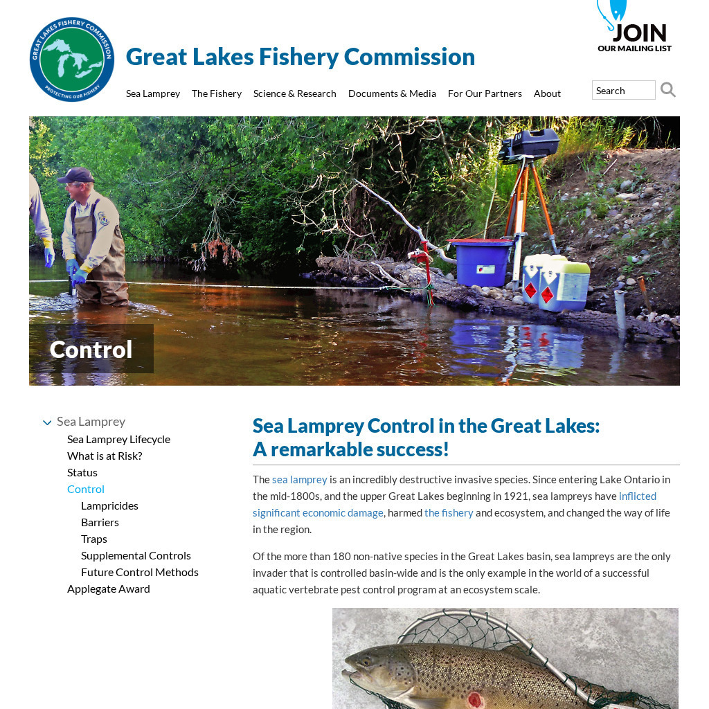 Glfc: Sea Lamprey Control in the Great Lakes: A Remarkable Success! Handout