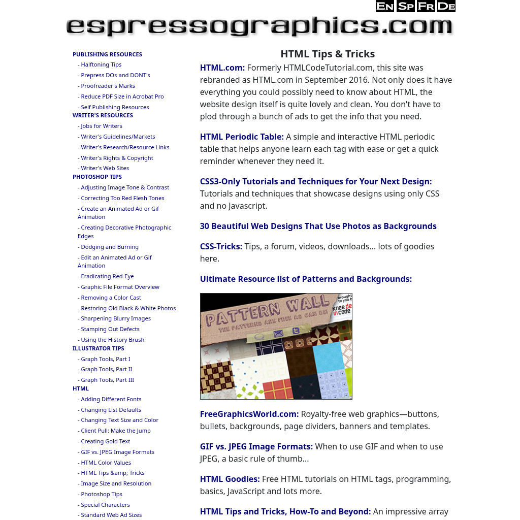 Espresso Graphics: Html Tips and Tricks Handout