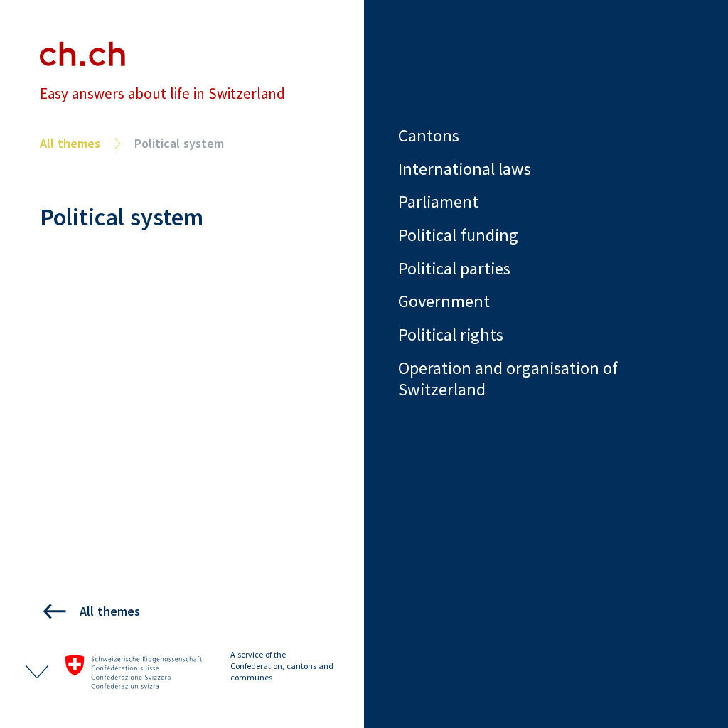 Government of Switzerland: Democracy: The Swiss Political System Website