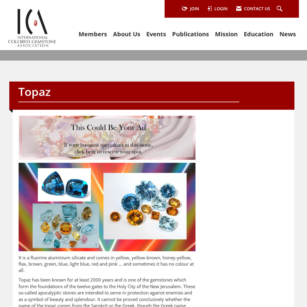 International Colored Gemstone Association: Topaz Handout