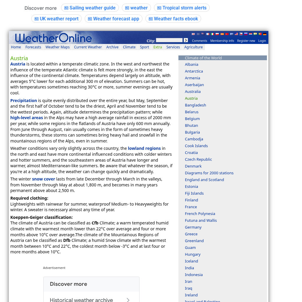 Weather Online: Climates of the World: Austria Activity