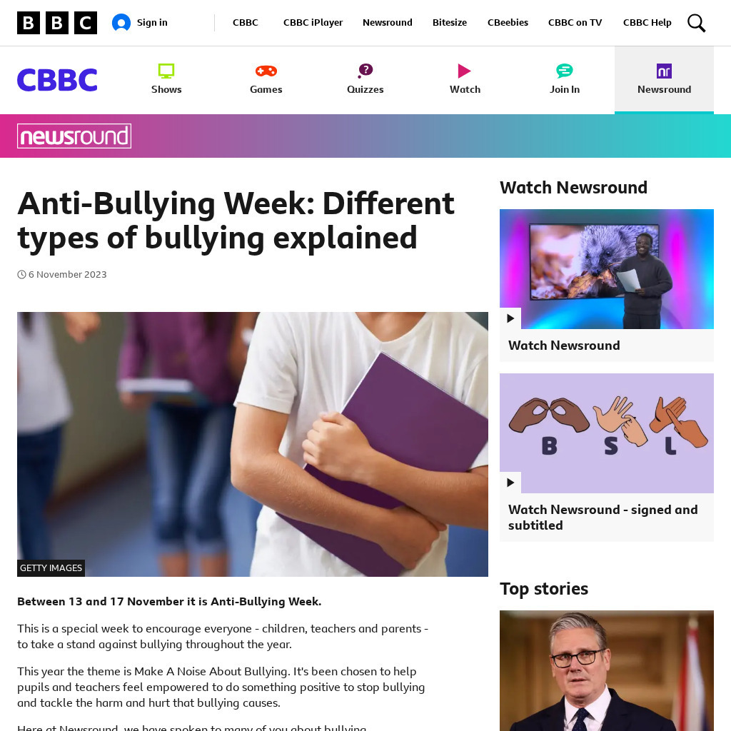 Bbc Newsround Guides: Bullying Website