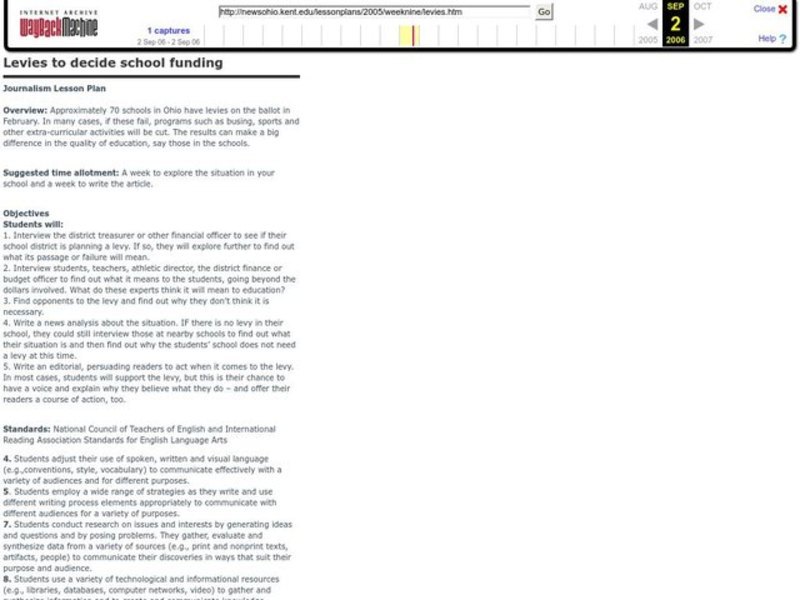 Levies to decide school funding Lesson Plan