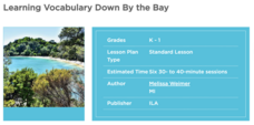 Learning Vocabulary Down By The Bay Lesson Plan
