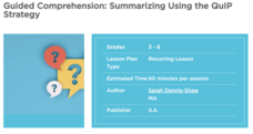 Guided Comprehension: Summarizing Using The QuIP Strategy Lesson Plan