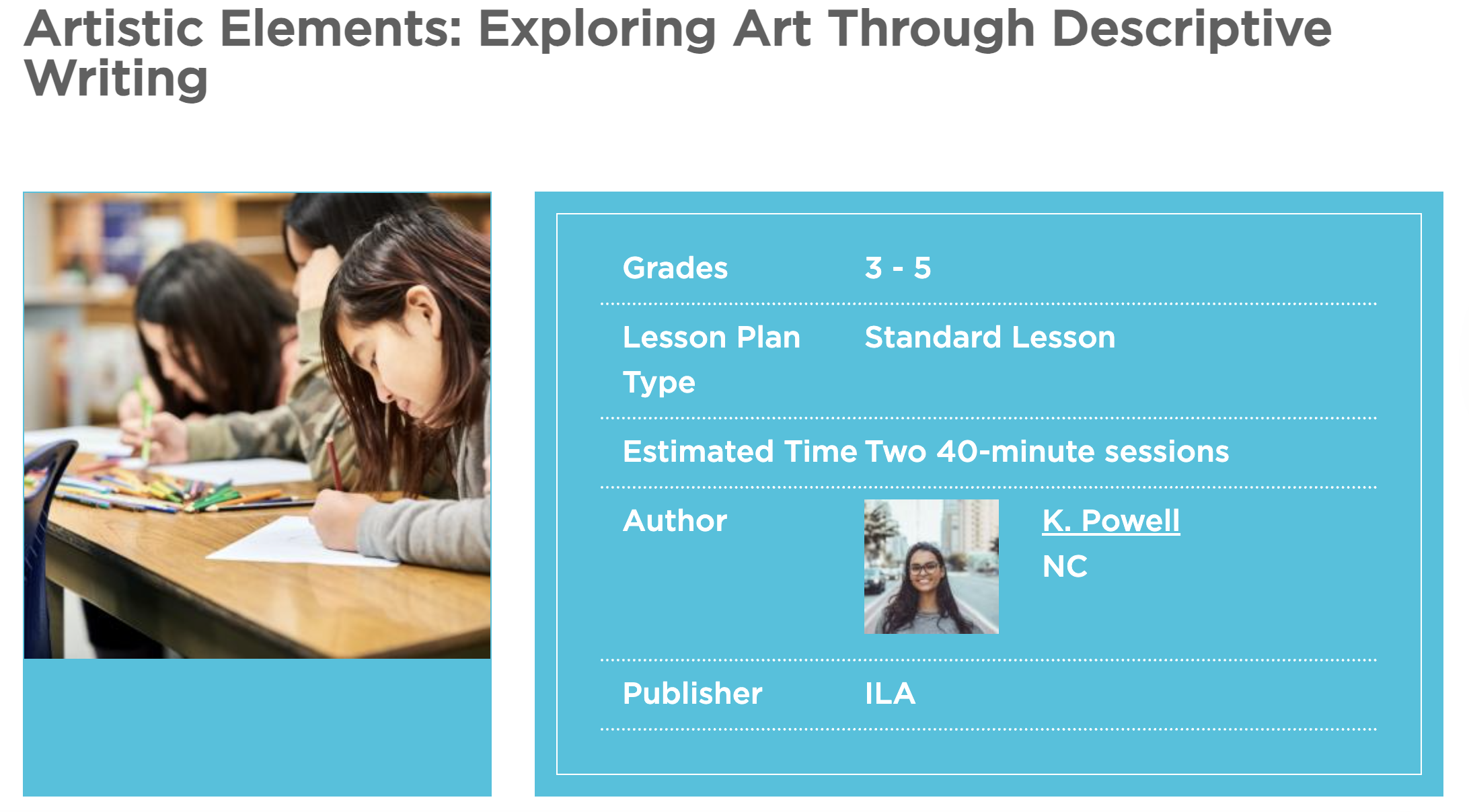 Artistic Elements: Exploring Art Through Descriptive Writing Lesson Plan