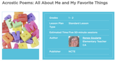 Acrostic Poems: All About Me and My Favorite Things Lesson Plan