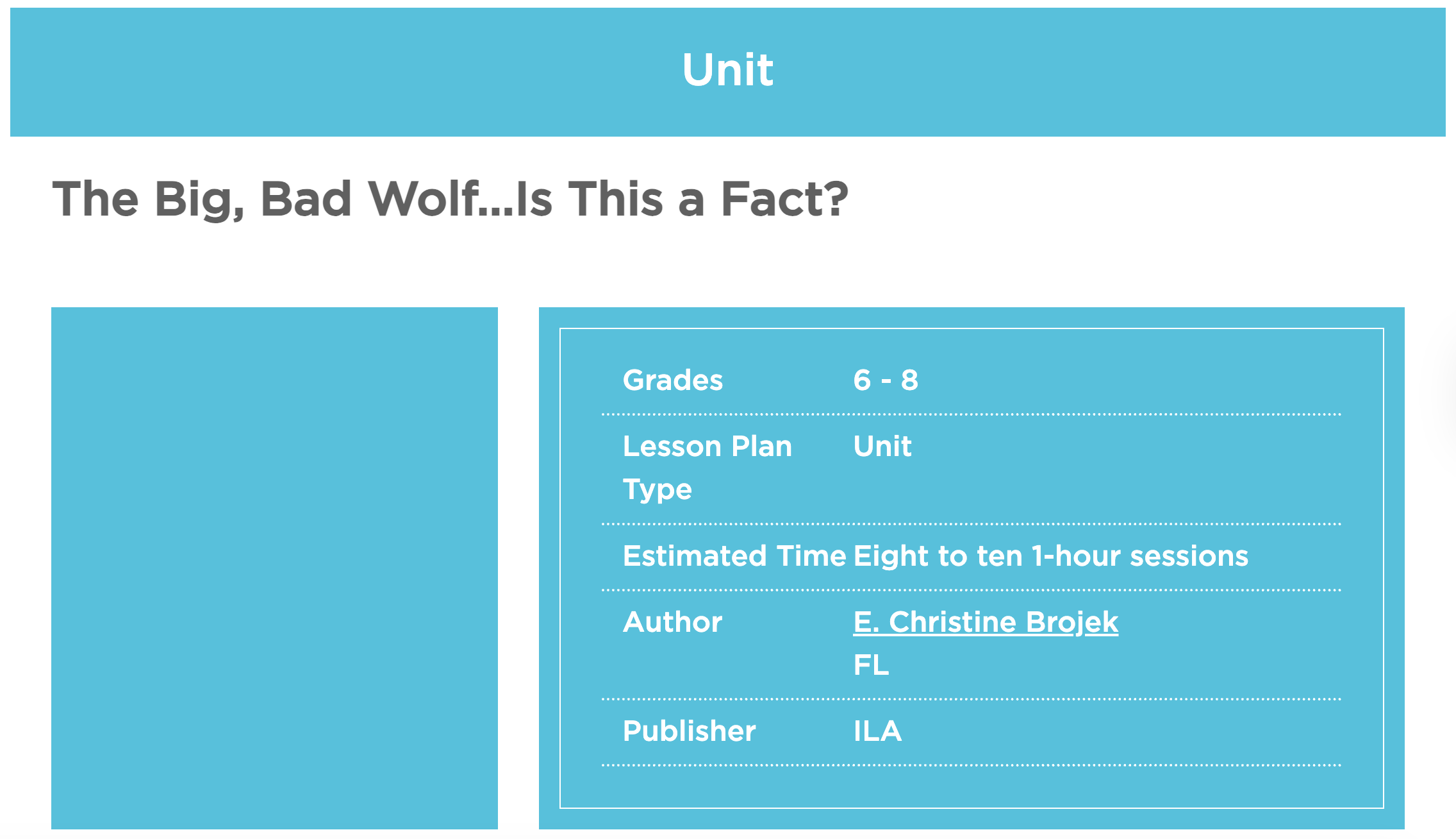 The Big, Bad Wolf . . . Is This a Fact? Unit Plan