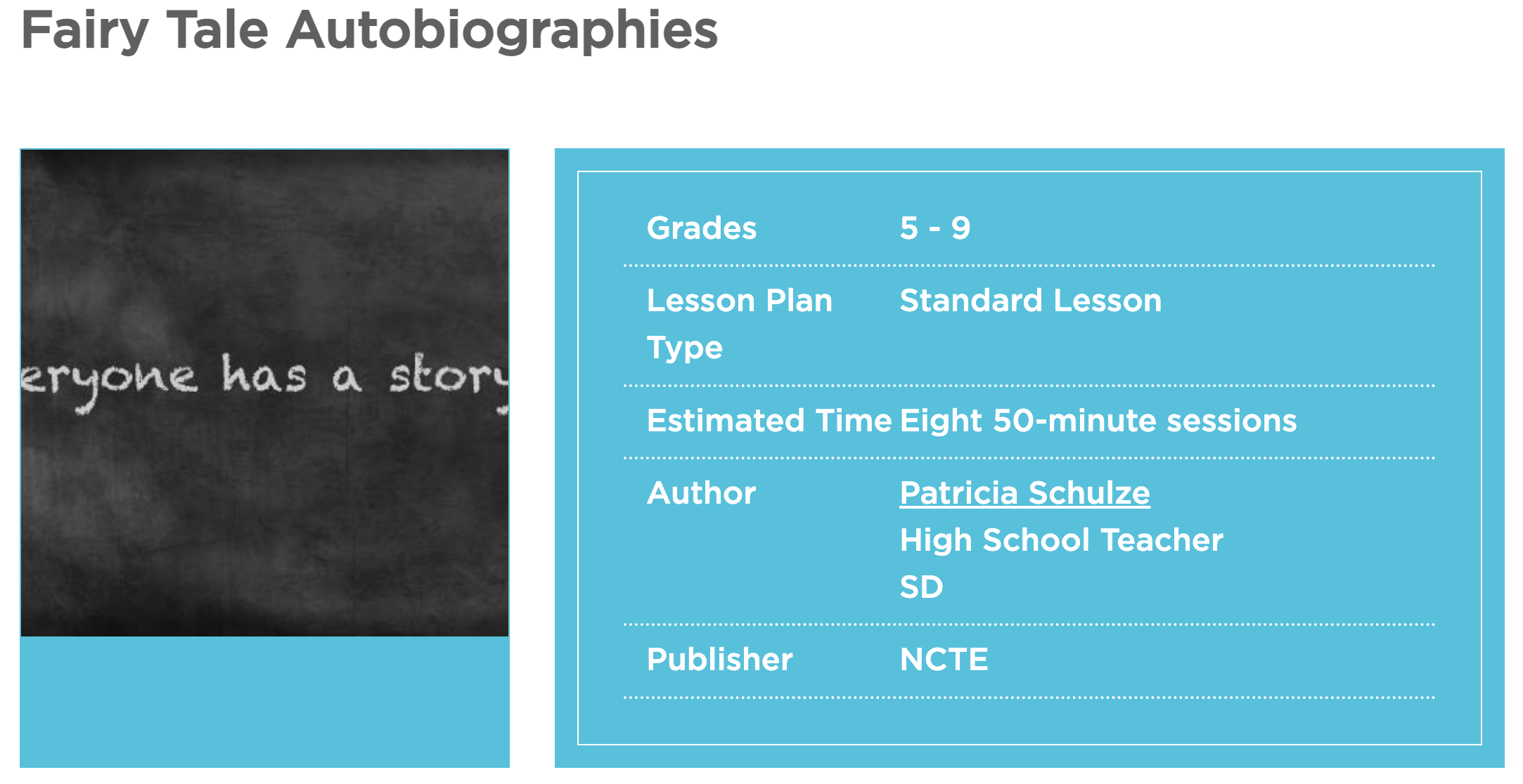 Fairy Tale Autobiographies Lesson Plan