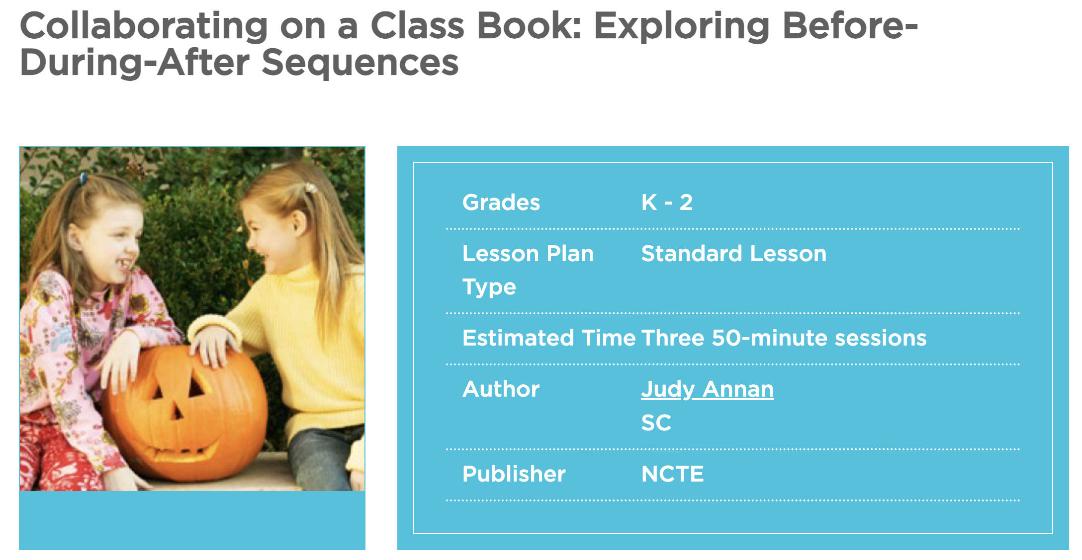 Collaborating on a Class Book: Exploring Before-During-After Sequences Lesson Plan