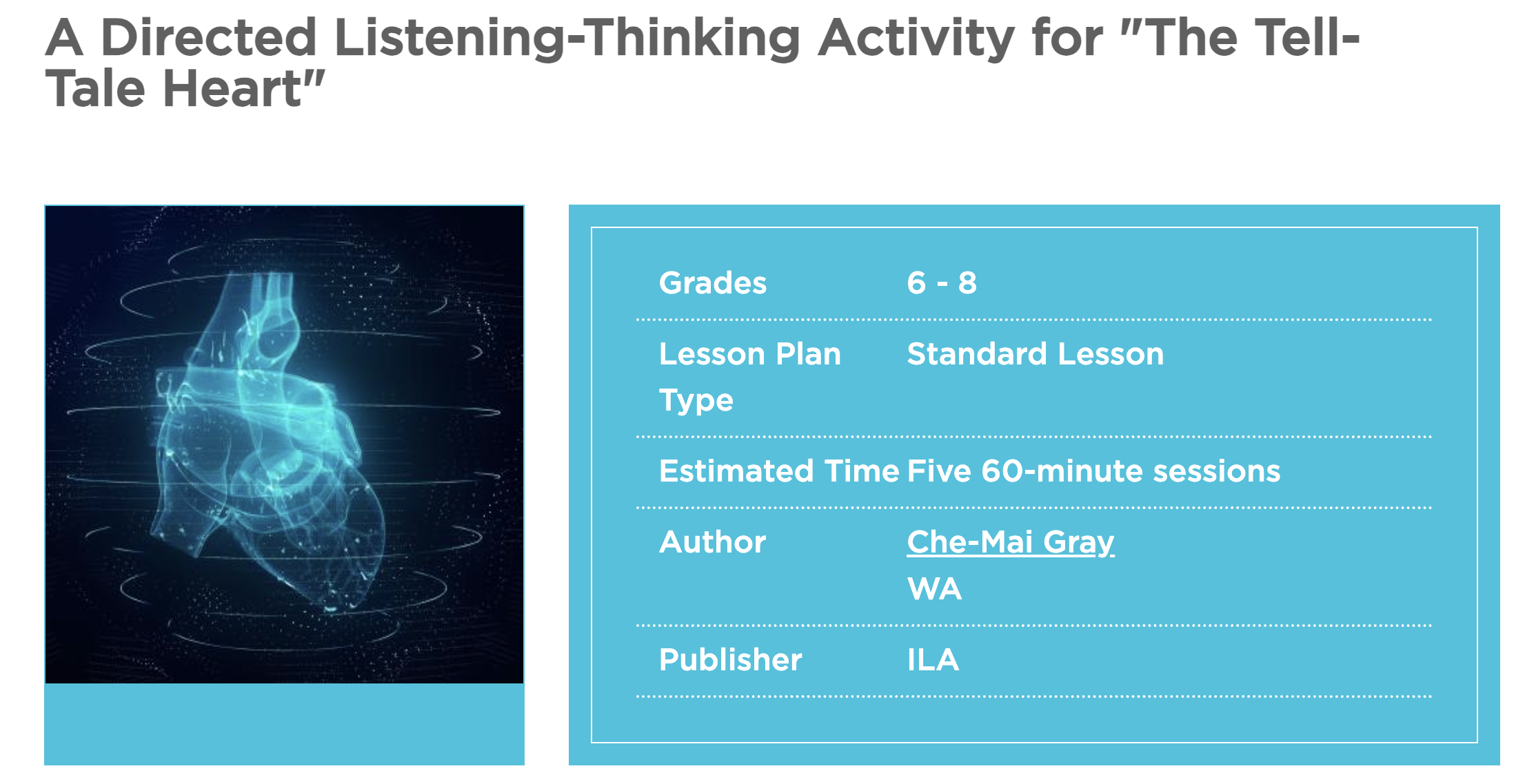A Directed Listening-Thinking Activity for The Tell-Tale Heart Lesson Plan