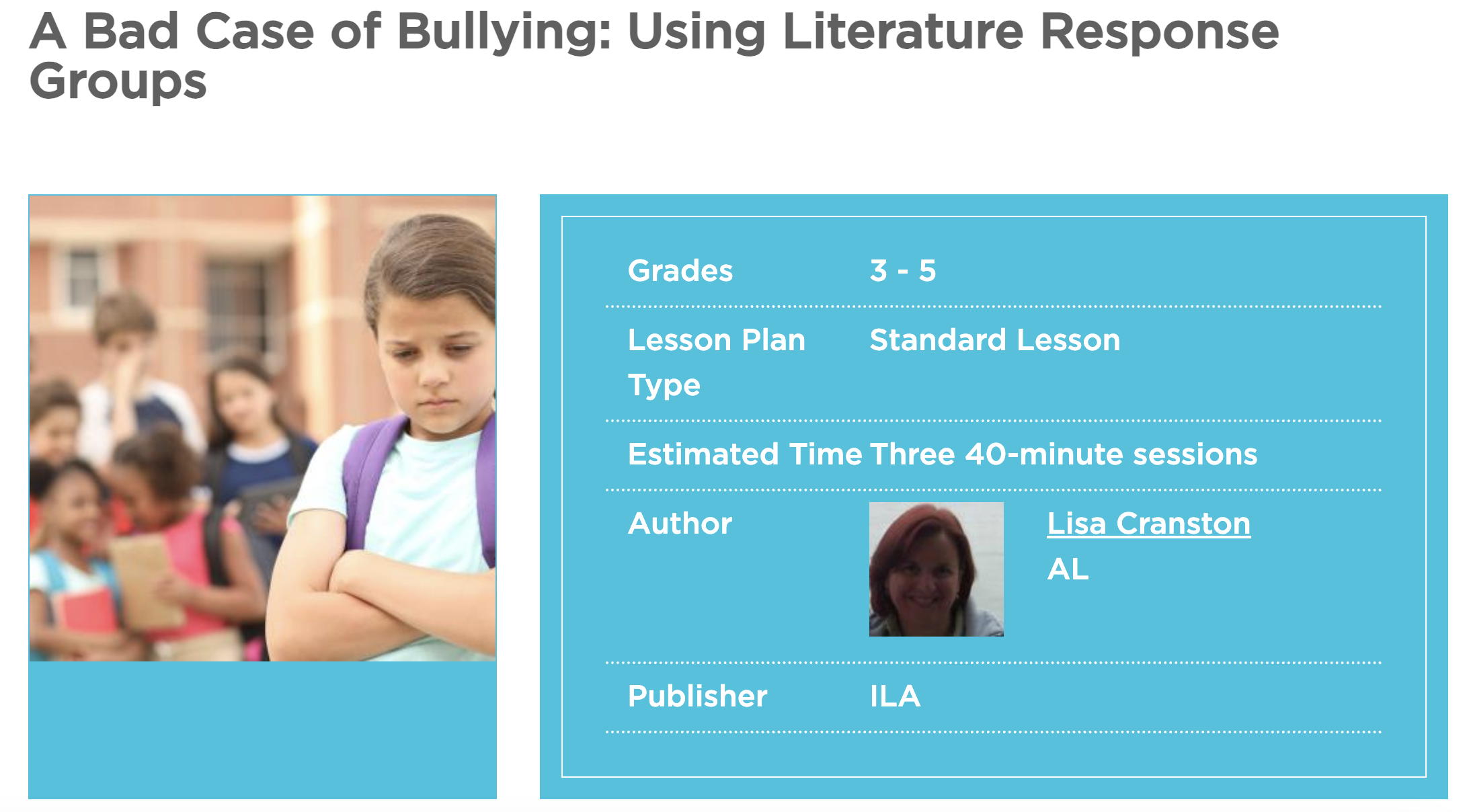 A Bad Case of Bullying: Using Literature Response Groups Lesson Plan