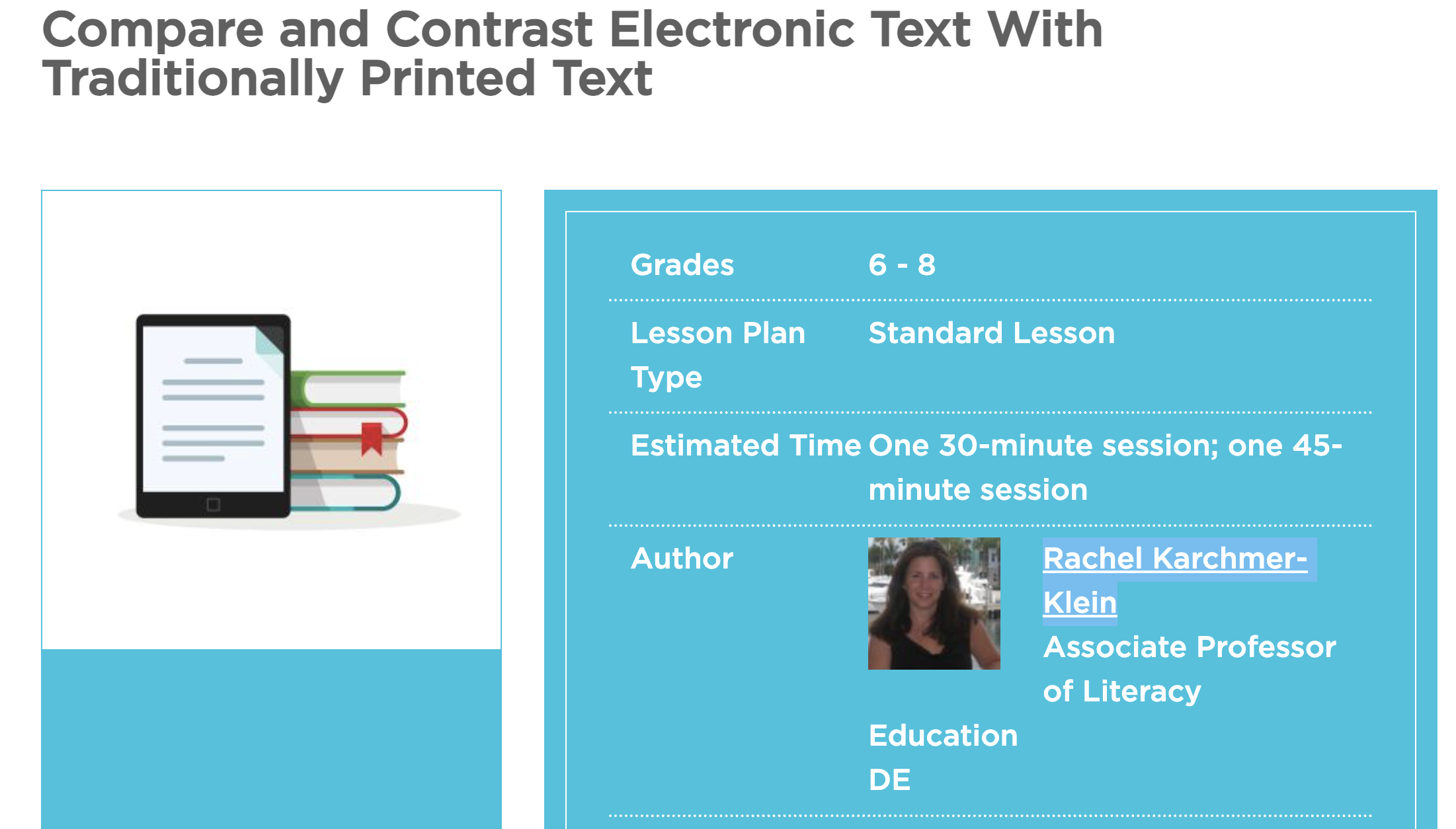 Compare and Contrast Electronic Text With Traditionally Printed Text Lesson Plan