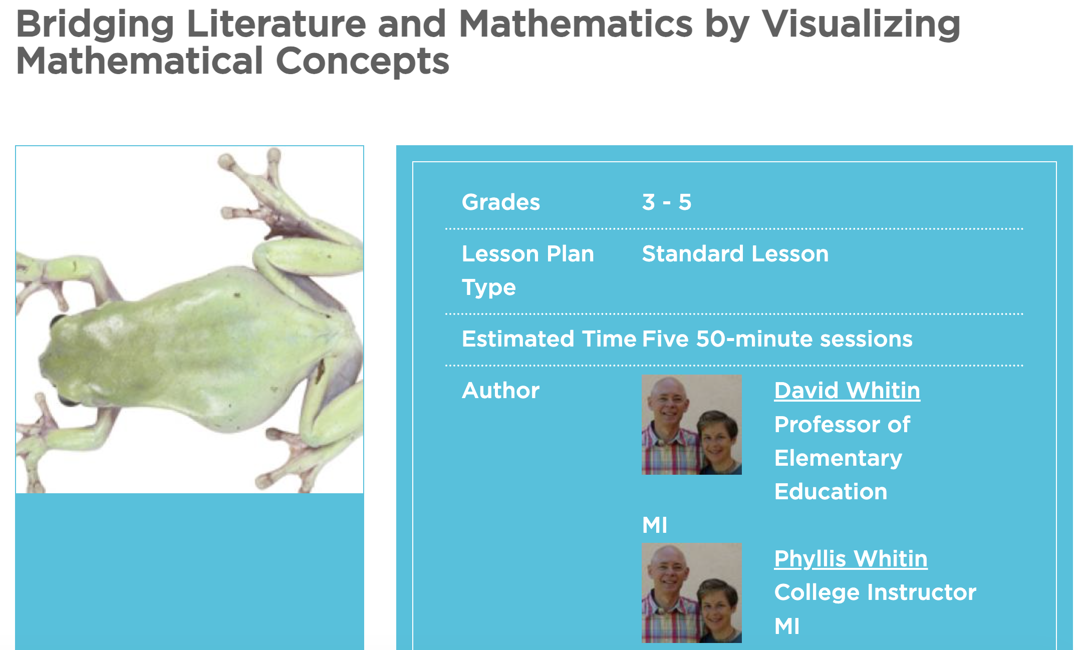 Bridging Literature and Mathematics by Visualizing Mathematical Concepts Lesson Plan