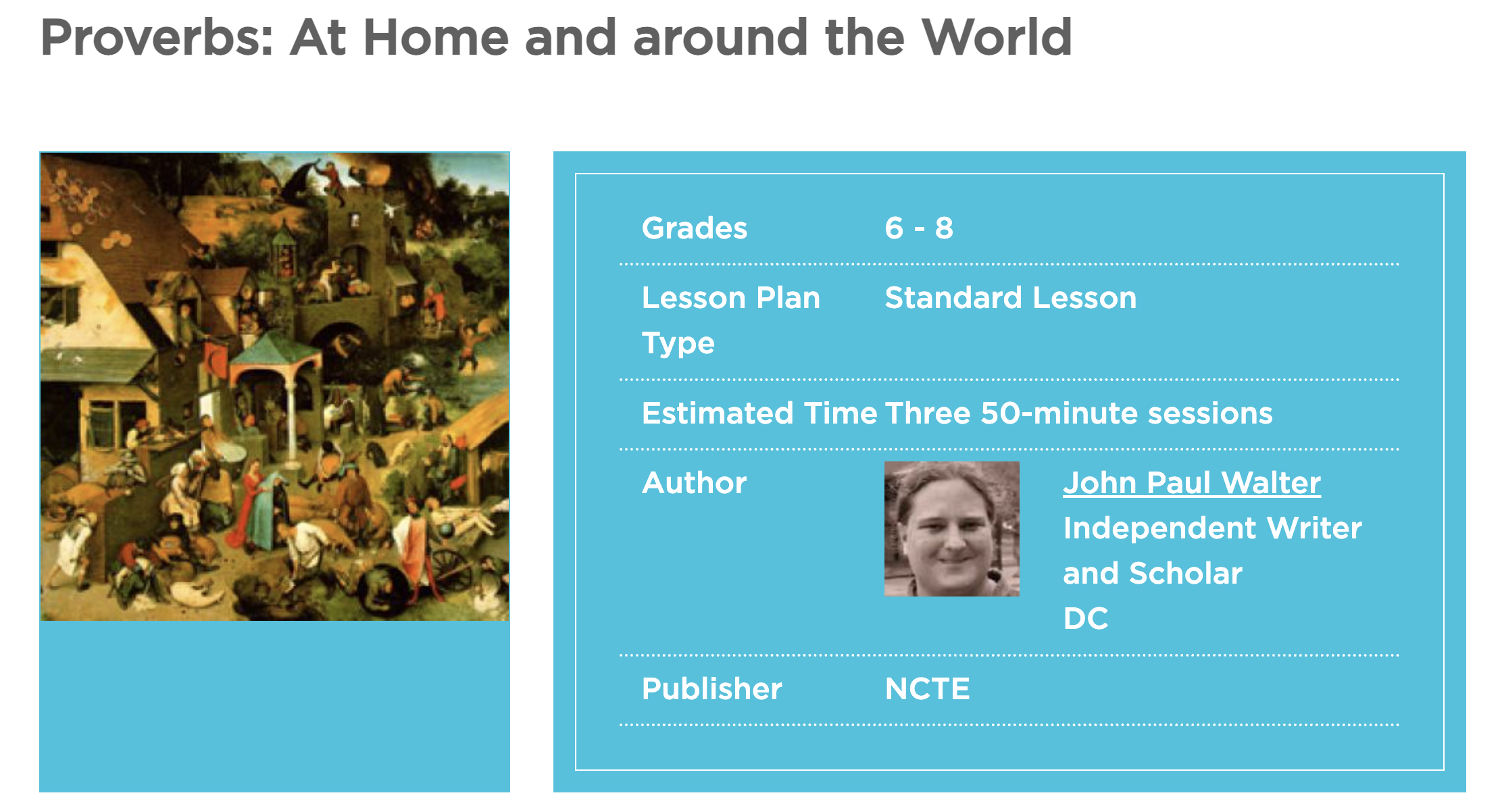 Proverbs: At Home and Around the World Lesson Plan