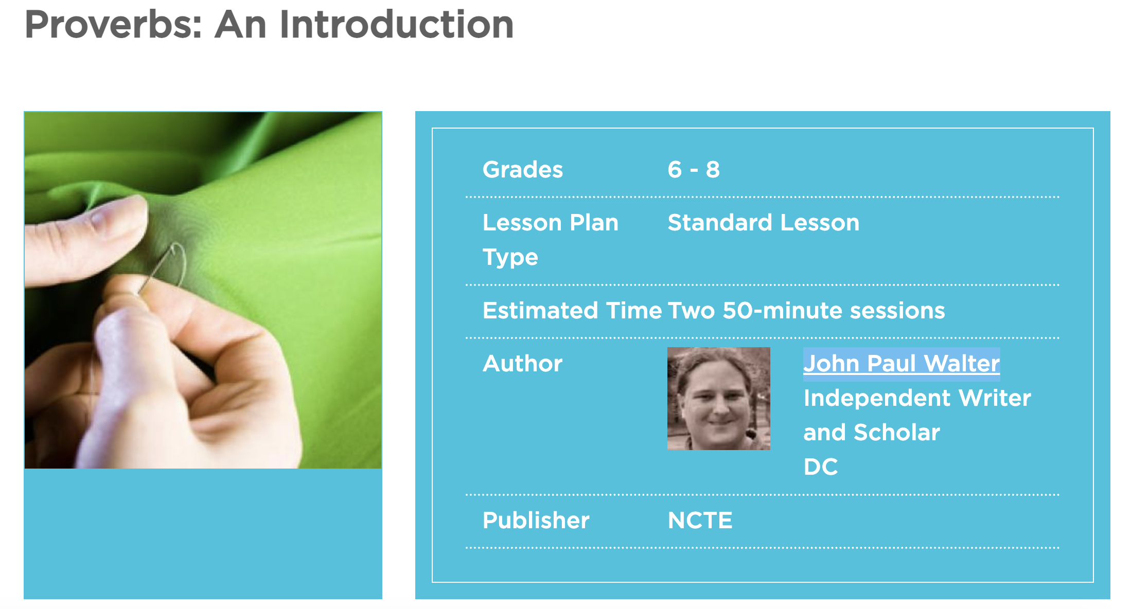 Proverbs: An Introduction Lesson Plan
