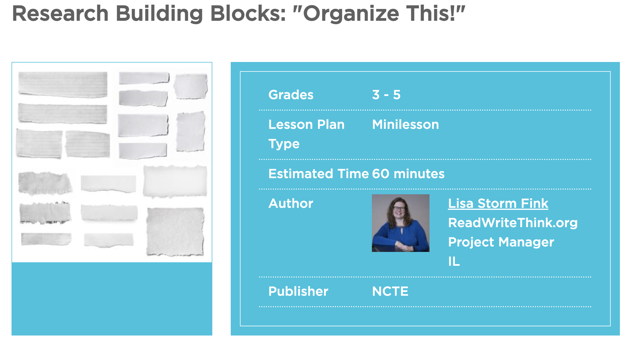 Research Building Blocks: "Organize This!" Lesson Plan
