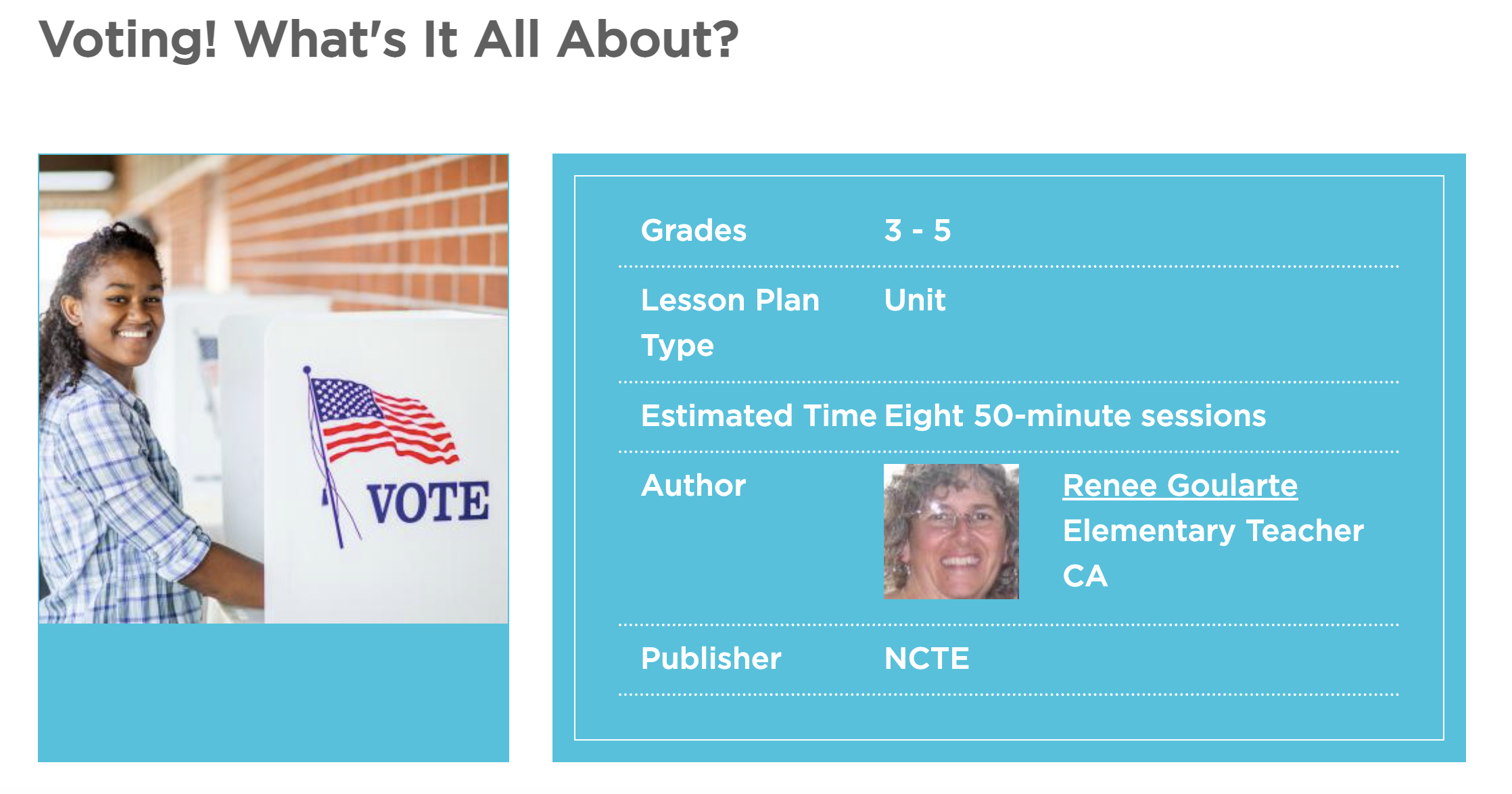 Voting! What's It All About? Unit Plan