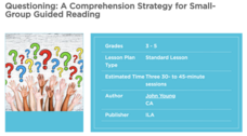 Questioning: A Comprehension Strategy for Guided Reading Lesson Plan