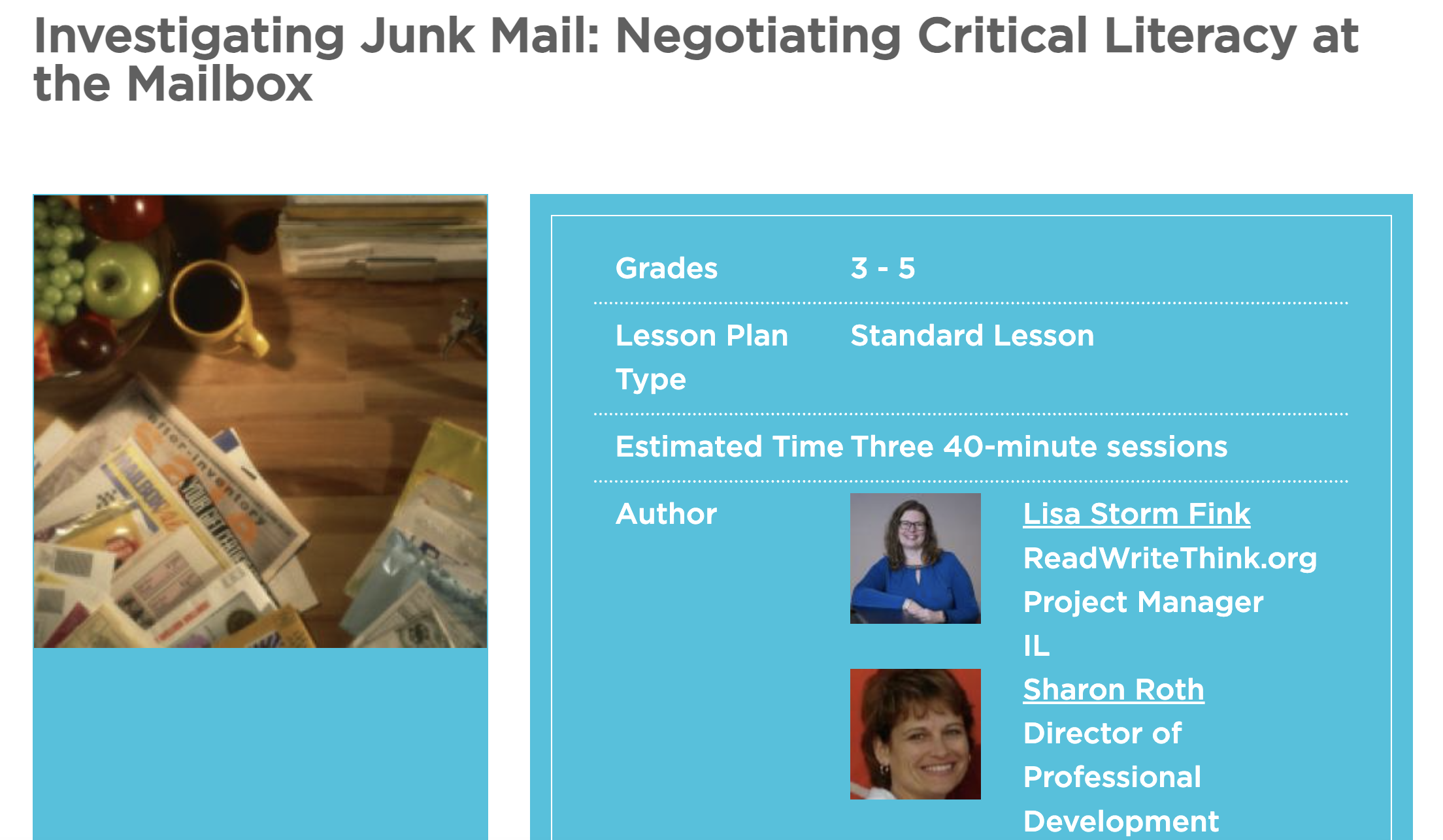 Investigating Junk Mail: Negotiating Critical Literacy at the Mailbox Lesson Plan
