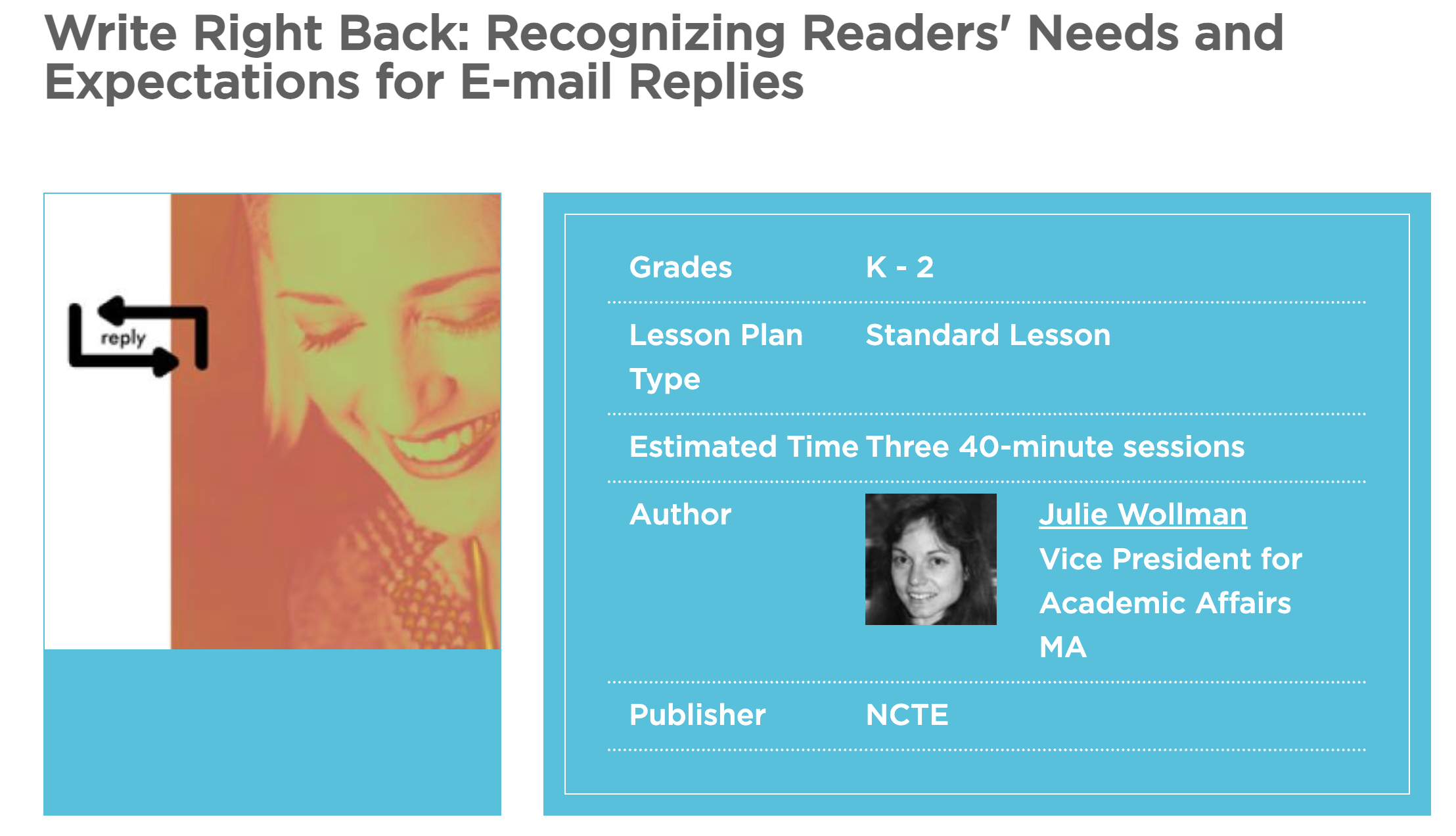 Write Right Back: Recognizing Readers' Needs and Expectations for E-mail Replies Lesson Plan