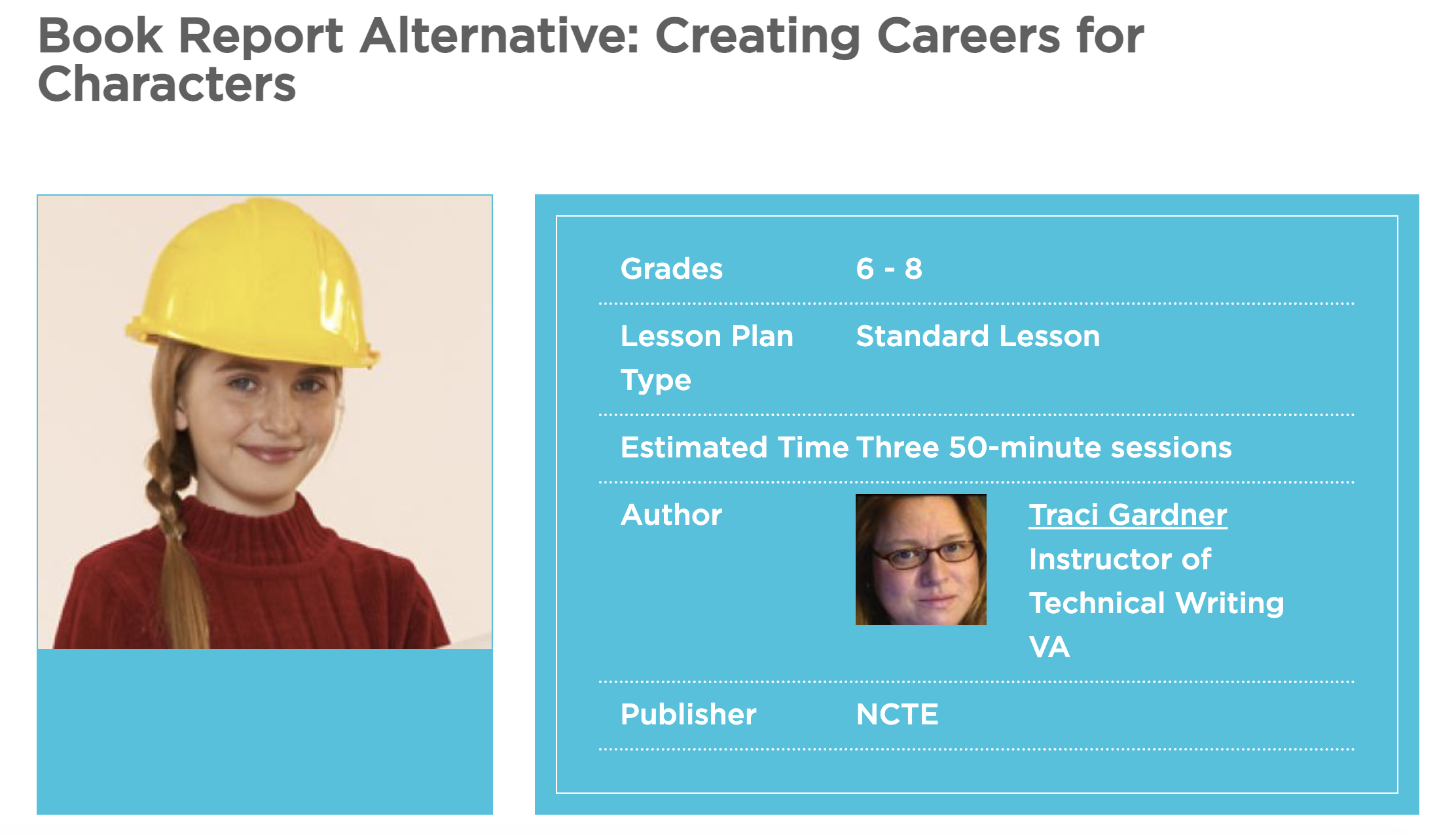 Book Report Alternative: Creating Careers for Characters Lesson Plan